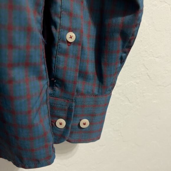 Untuckit Shirt Mens Medium Blue Navy Window Pane Button Down Long Sleeve Gargano - Picture 4 of 8